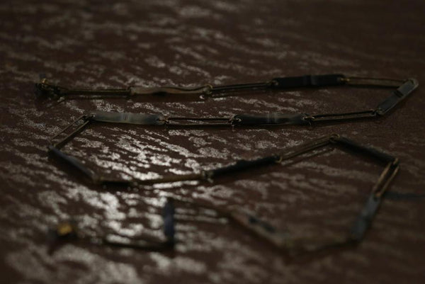 Rigards Hand-hammered copper and buffalo horn eyeglass chain RG-AT005CU-MCJ Camouflage gold